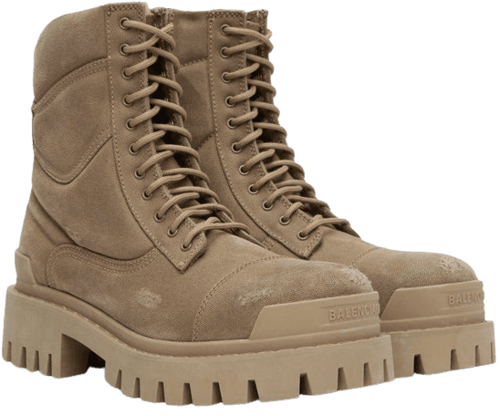 Balenciaga Beige Combat Strike Boots