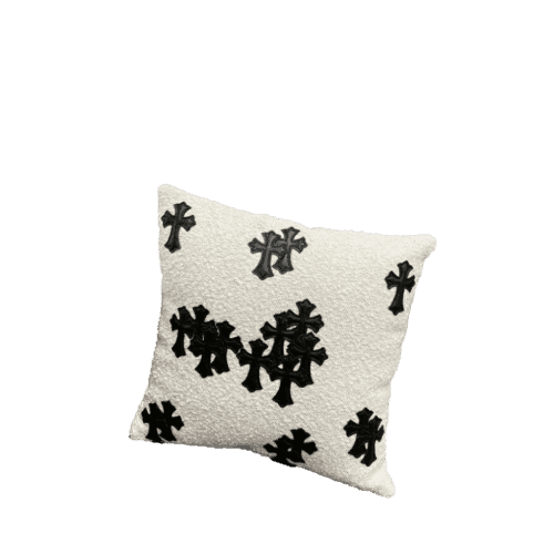 Chrome Hearts White Pillow with Black crosses